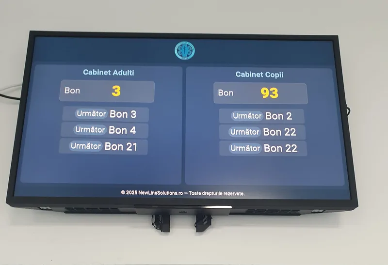 Display-ul cabinetelor, cu bonurile pentru Cabinet Adulți și Cabinet Copii afișate în paralel